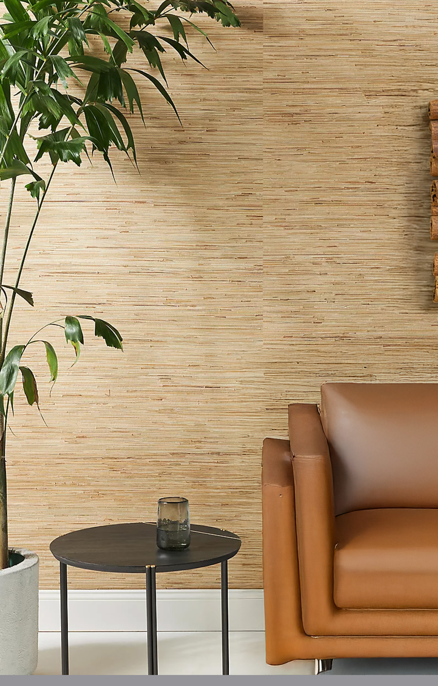 Grasscloth seam close-up